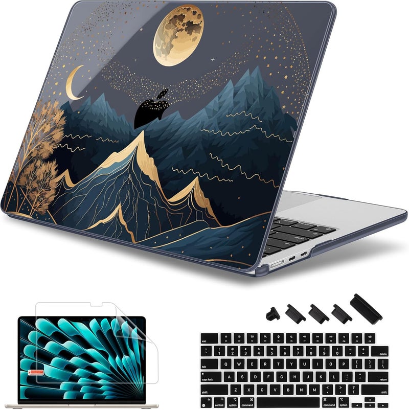 May Chen غطاء لجهاز MacBook Air 13.6 بوصة 2025 2024 2023 2022 إصدار: A3240 A3113 M3 A2681 M2، غطاء صلب بلاستيكي لجهاز MacBook Air 13.6" مع شاشة Retina يتناسب مع Touch ID، جبل النجوم - Image 1